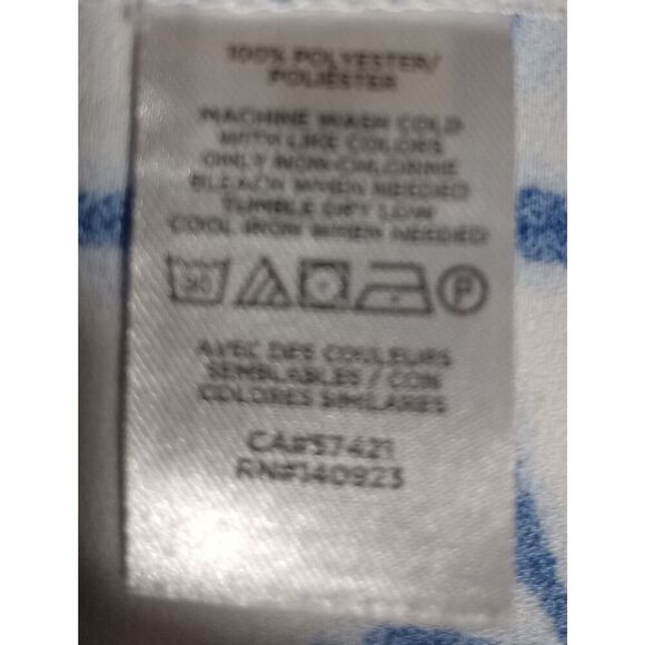 LOFT Outlet Shirt Ladies Medium‎ Blue White Blouse Capped Sleeve - Picture 6 of 7